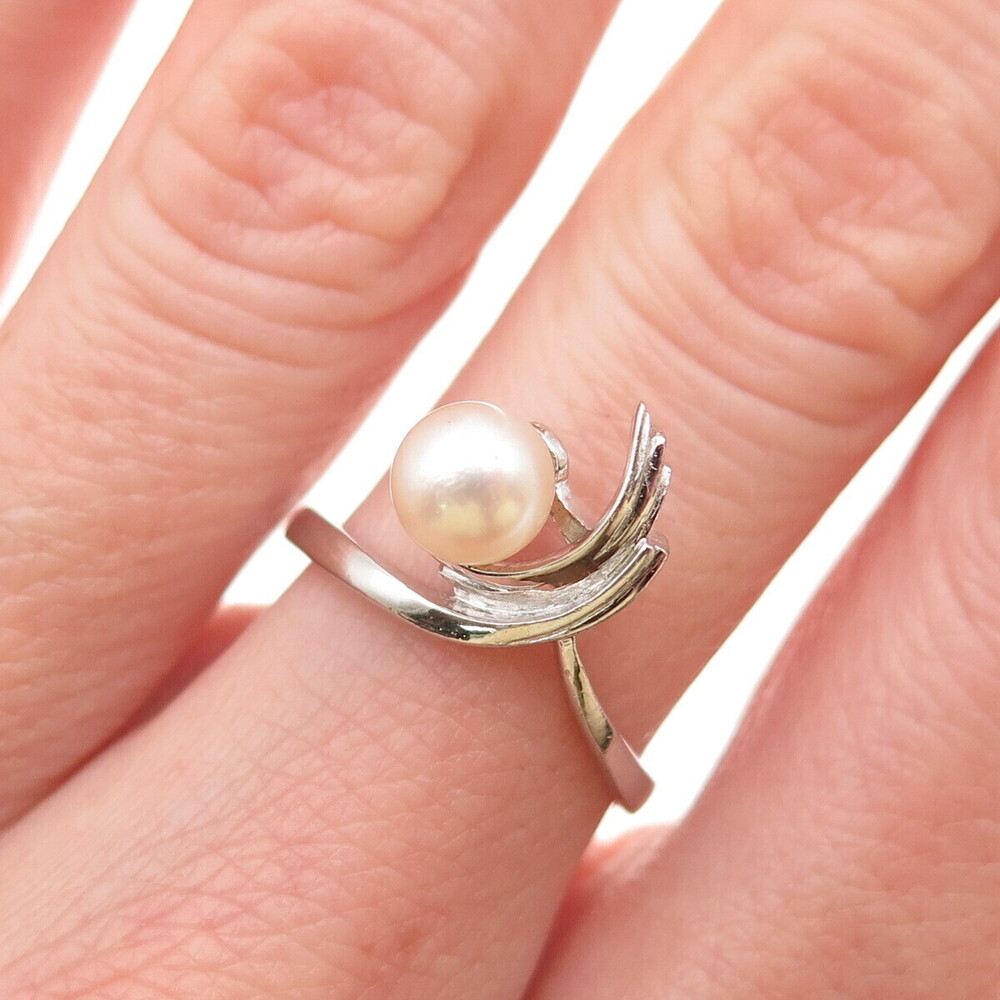 Tasaki 925 Sterling Silver Vintage Japan Real Akoya Pearl Ring Size 6.25